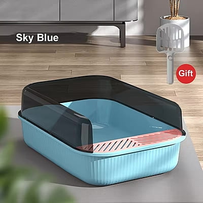 Large Capacity Cat Litter Box Semi-closed Plastic Sand Box for Cats
